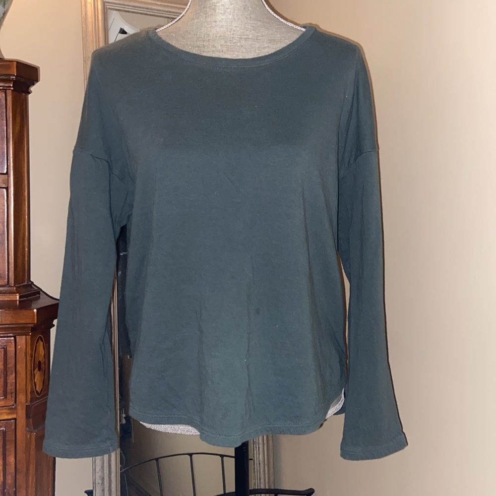 Madewell green long sleeve crewneck top size M